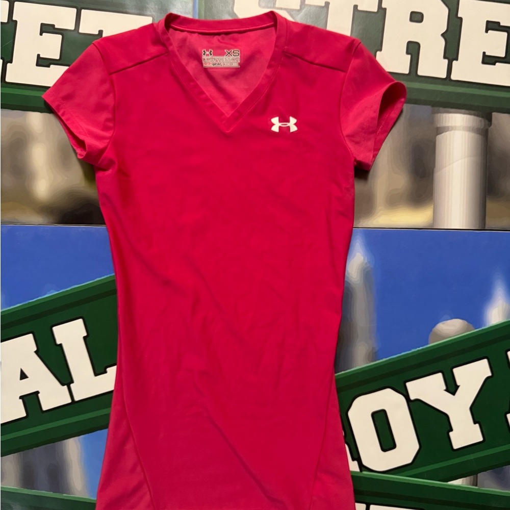 Under Armour Red Compression V-Neck Top